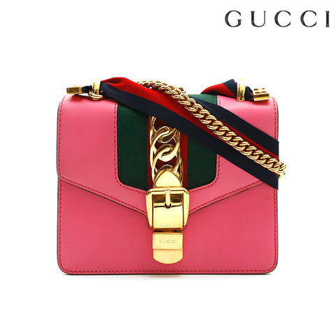 Gucci Sherry Line Shoulder Bag Leather Pink P14679