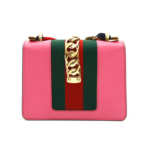 Gucci Sherry Line Shoulder Bag Leather Pink P14679