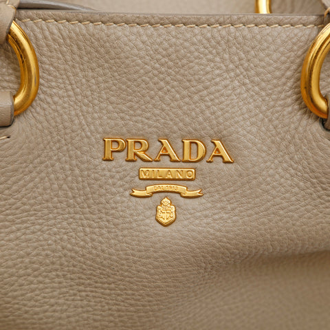 プラダ PRADA 2WAY トート ショルダー ハンドバッグ レザー グレー P14691