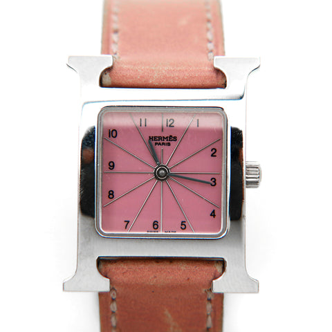 エルメス HERMES Hウォッチ HH1.210 腕時計 □F刻印 ピンク P14741