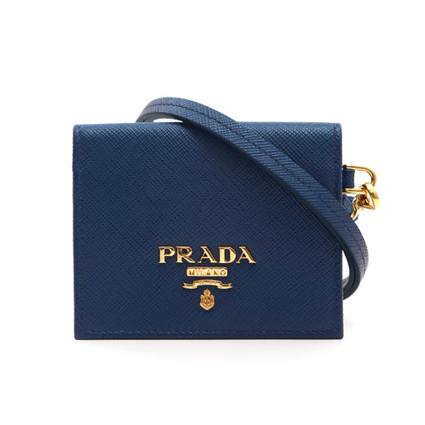 プラダ PRADA サフィアーノ ロゴ パスケース カードケース ネイビー