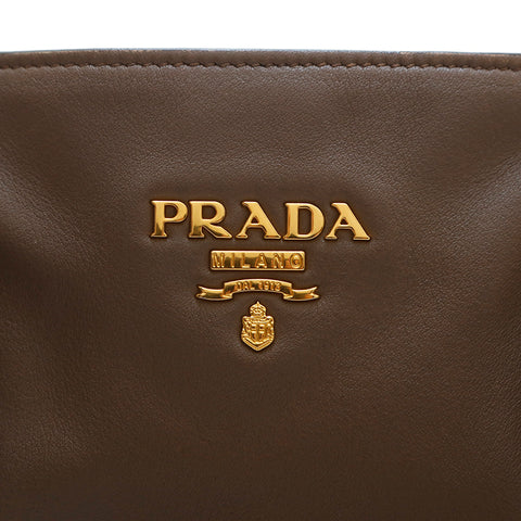 プラダ PRADA ロゴ ハンドバッグ レザー ブラウン系 P14774
