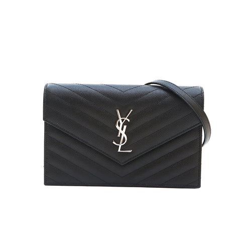 サンローランパリ SAINT LAURENT PARIS YSL チェーンウォレット チェーン ショルダーバッグ レザー ブラック P14778