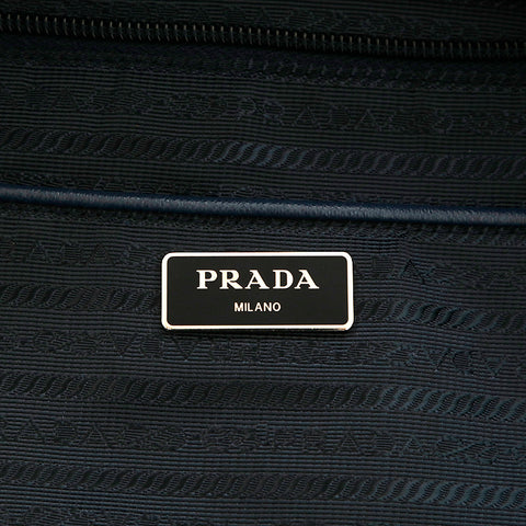 プラダ PRADA ロゴ 総柄 2way ハンドバッグ ナイロン ネイビー P14795