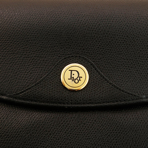 クリスチャンディオール Christian Dior ロゴ ショルダーバッグ レザー ブラック P14836