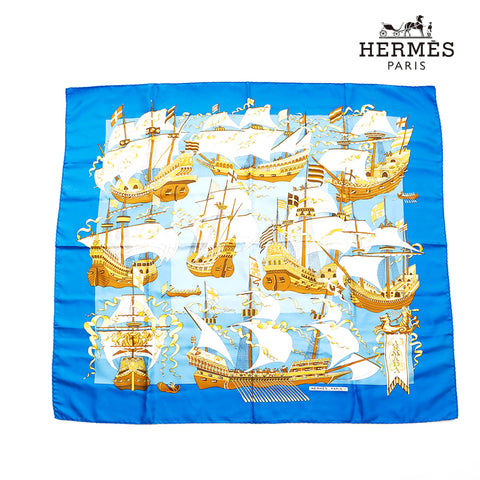 エルメス HERMES カレ90 スカーフ ブルー P14868