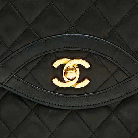 シャネル CHANEL ラムスキン マトラッセ チェーン ショルダーバッグ ブラック P14898