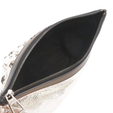 ジミーチュウ JIMMY CHOO スタースタッズ レザー クラッチバッグ シルバー P14899