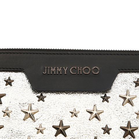 ジミーチュウ JIMMY CHOO スタースタッズ レザー クラッチバッグ シルバー P14899