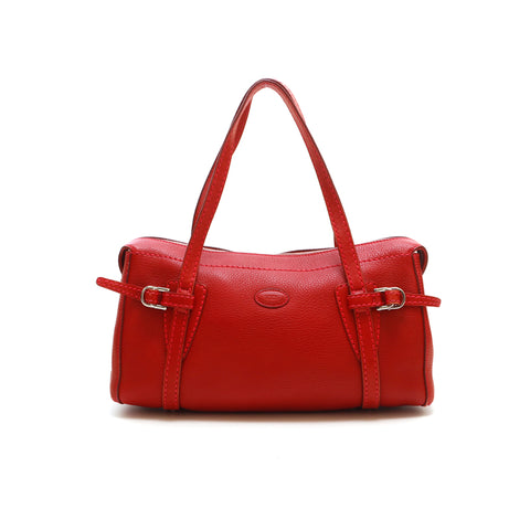 トッズ TODS レザー トート ハンドバッグ レッド P14930