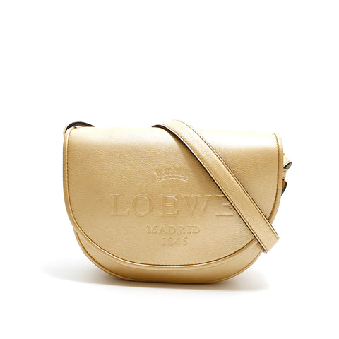 ロエベ LOEWE ロゴ メタリック ショルダーバッグ ゴールド P14954