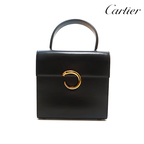 【美品】カルティエ Cartier パンテール　ハンドバッグ ブラック