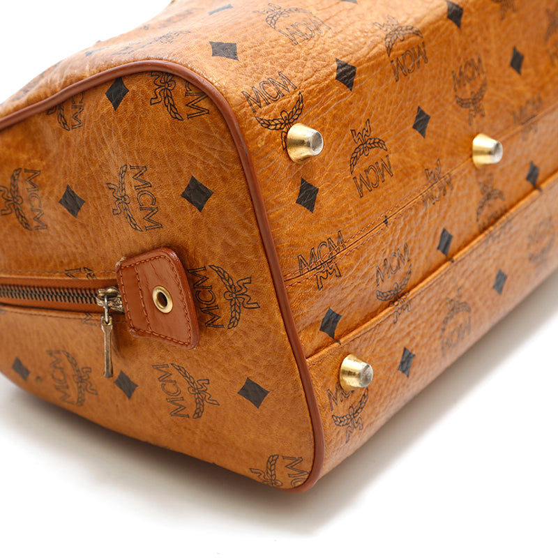 エム・シー・エム MCM ロゴ レザー ミニボストン ハンドバッグ