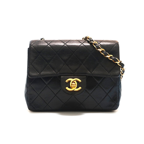 シャネル CHANEL ラムスキン ミニマトラッセ チェーン ショルダーバッグ ブラック P14988