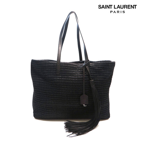 サンローランパリ SAINT LAURENT PARIS ラフィア ショッピング トートバッグ ブラック P15040