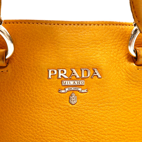 プラダ PRADA レザー ハンドバッグ イエロー P15066