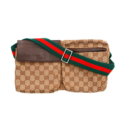 グッチ GUCCI GGキャンバス シェリーライン ウエストバッグ ブラウン