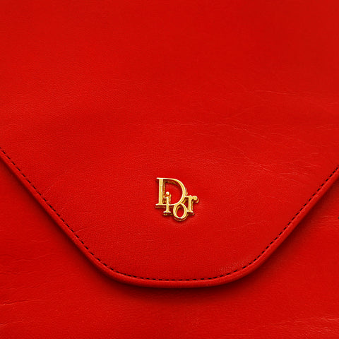 クリスチャンディオール Christian Dior ロゴ ショルダーバッグ レザー レッド P15103