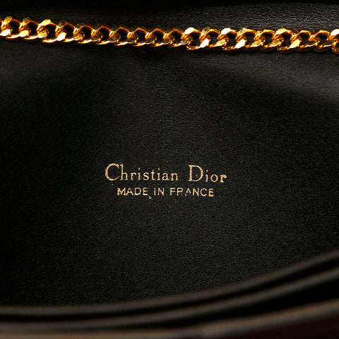 クリスチャンディオール Christian Dior ロゴ チェーン ショルダーバッグ レザー ブラック P15125