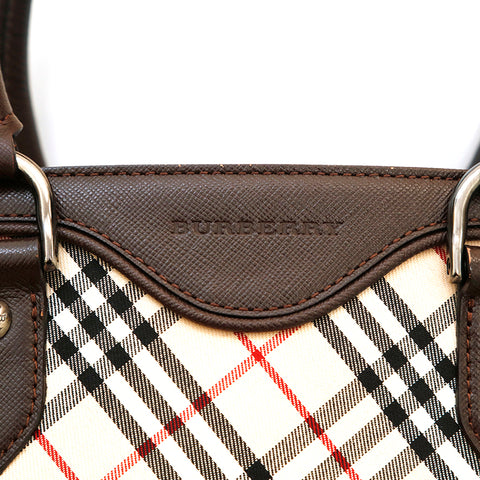 バーバリー BURBERRY ノバチェック ハンドバッグ キャンバス ベージュ P15132