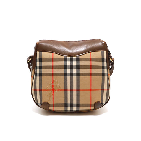 バーバリー BURBERRY チェック レザー ショルダーバッグ ブラウン P15151