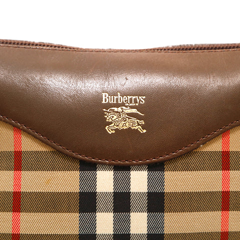 バーバリー BURBERRY チェック レザー ショルダーバッグ ブラウン P15151