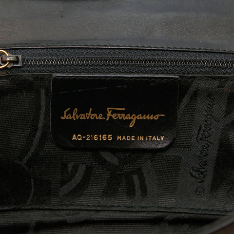 サルヴァトーレフェラガモ Salvatore Ferragamo ヴァラ リボン レザー ショルダーバッグ ブラック P15172