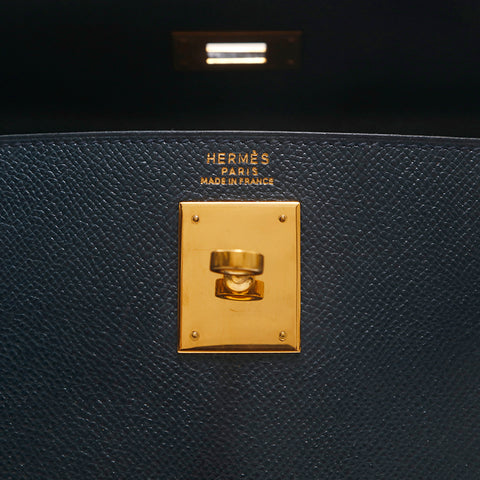 エルメス HERMES ケリー32 G金具 ハンドバッグ ◯X刻印 1994年 クシュベル ブルーオーシャン P15253