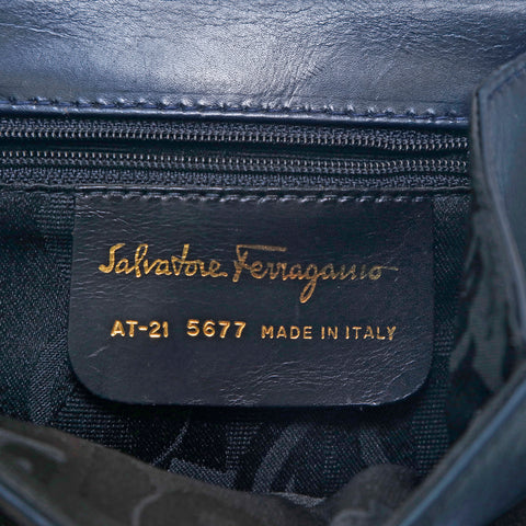 サルヴァトーレフェラガモ Salvatore Ferragamo ヴァラ リボン レザー 2WAY 斜め掛け ハンドバッグ ネイビー P15263