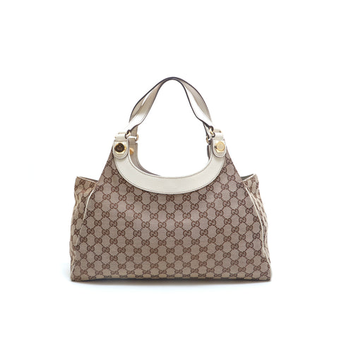 グッチ GUCCI GG レザー トートバッグ ブラウン×ホワイト P15268