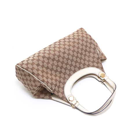 グッチ GUCCI GG レザー トートバッグ ブラウン×ホワイト P15268