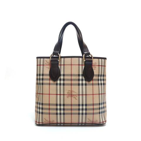 バーバリー BURBERRY チェック PVC ミニ トートバッグ ブラウン P15290