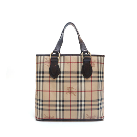 バーバリー BURBERRY チェック PVC ミニ トートバッグ ブラウン P15290