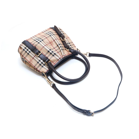 バーバリー BURBERRY チェック 2WAY 斜め掛け ハンドバッグ ブラウン P15292