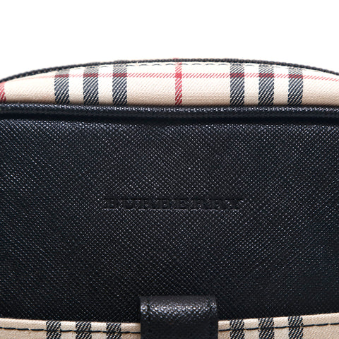 バーバリー BURBERRY ロゴ チェック 斜め掛け ショルダーバッグ ブラック×ベージュ P15301