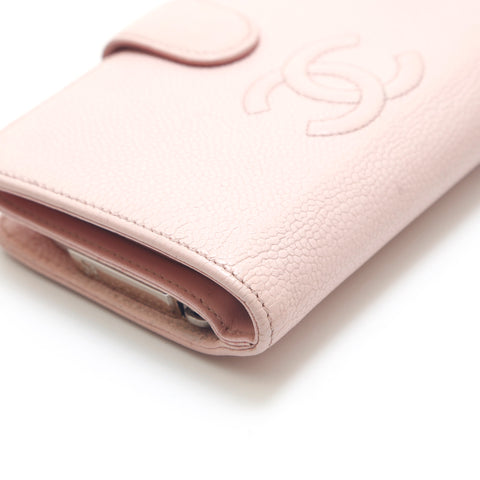 シャネル CHANEL キャビアスキン ココマーク 二つ折り財布 レザー ピンク P15320