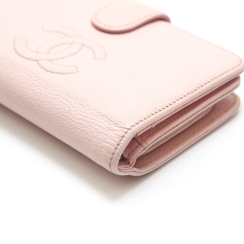 シャネル CHANEL キャビアスキン ココマーク 二つ折り財布 レザー ピンク P15320
