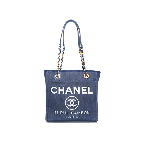 シャネル CHANEL デニム ドーヴィル チェーントート ショルダーバッグ ネイビー P15335