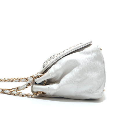 Chanel Coco Mark Studded Leather Chain Shoulder Bag White P15359