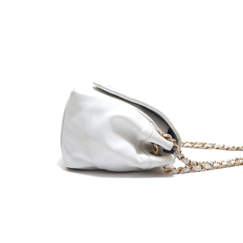 Chanel Coco Mark Studded Leather Chain Shoulder Bag White P15359