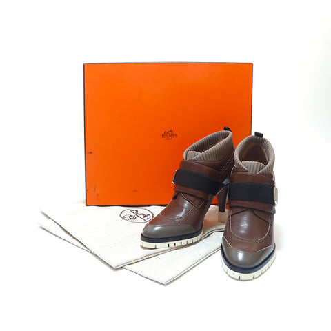 エルメス HERMES ショート ブーツ ブラウン P15400