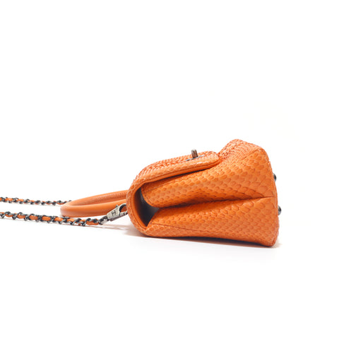 Chanel Coco Mark Exotic Leder 2way Umhängetasche Orange P15412