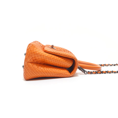 Chanel Coco Mark Exotic Leder 2way Umhängetasche Orange P15412