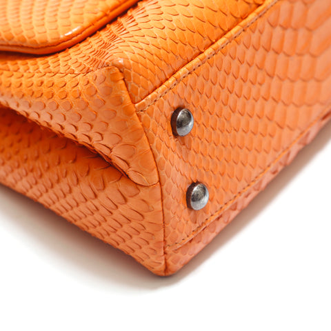 Chanel Coco Mark Exotic Leder 2way Umhängetasche Orange P15412