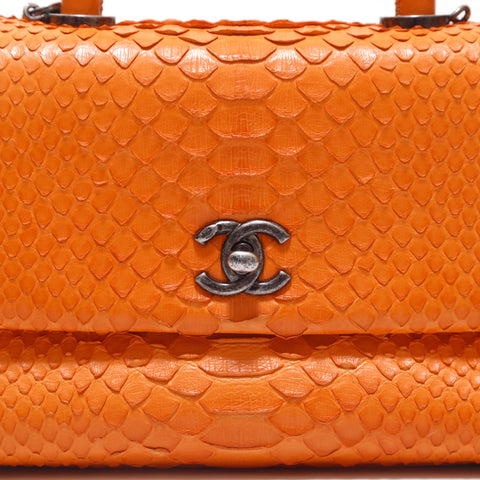 Chanel Coco Mark Exotic Leder 2way Umhängetasche Orange P15412