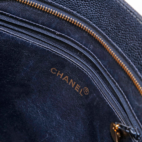 シャネル CHANEL 復刻トート キャビアスキン ハンドバッグ ブラック P15413