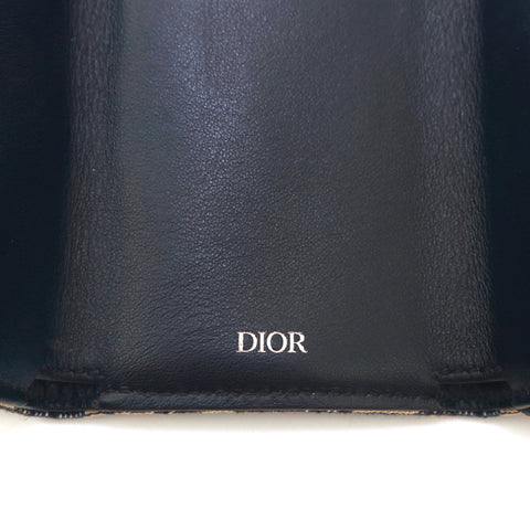 クリスチャンディオール Christian Dior トロッター ロゴ 三つ折り財布 キャンバス ネイビー P15414