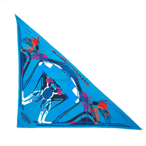 エルメス HERMES 三角 スカーフ ブルー系 P15424