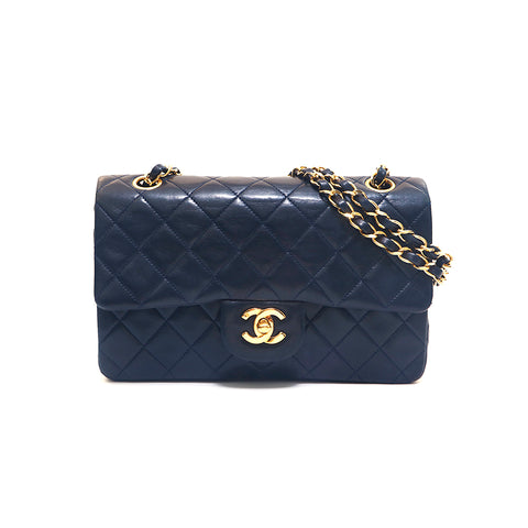 シャネル CHANEL ダブルフラップ マトラッセ ココマーク ショルダーバッグ レザー ネイビー P15457