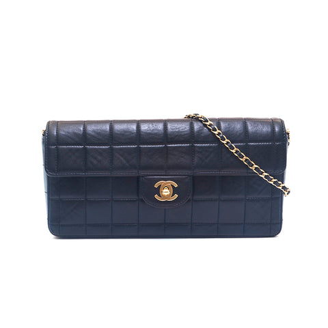 シャネル CHANEL チョコバー ココマーク ショルダーバッグ レザー ブラック P15459